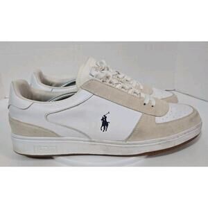 Polo Ralph Lauren Court Low Top Sneakers Leather Suede White Men's Size 13